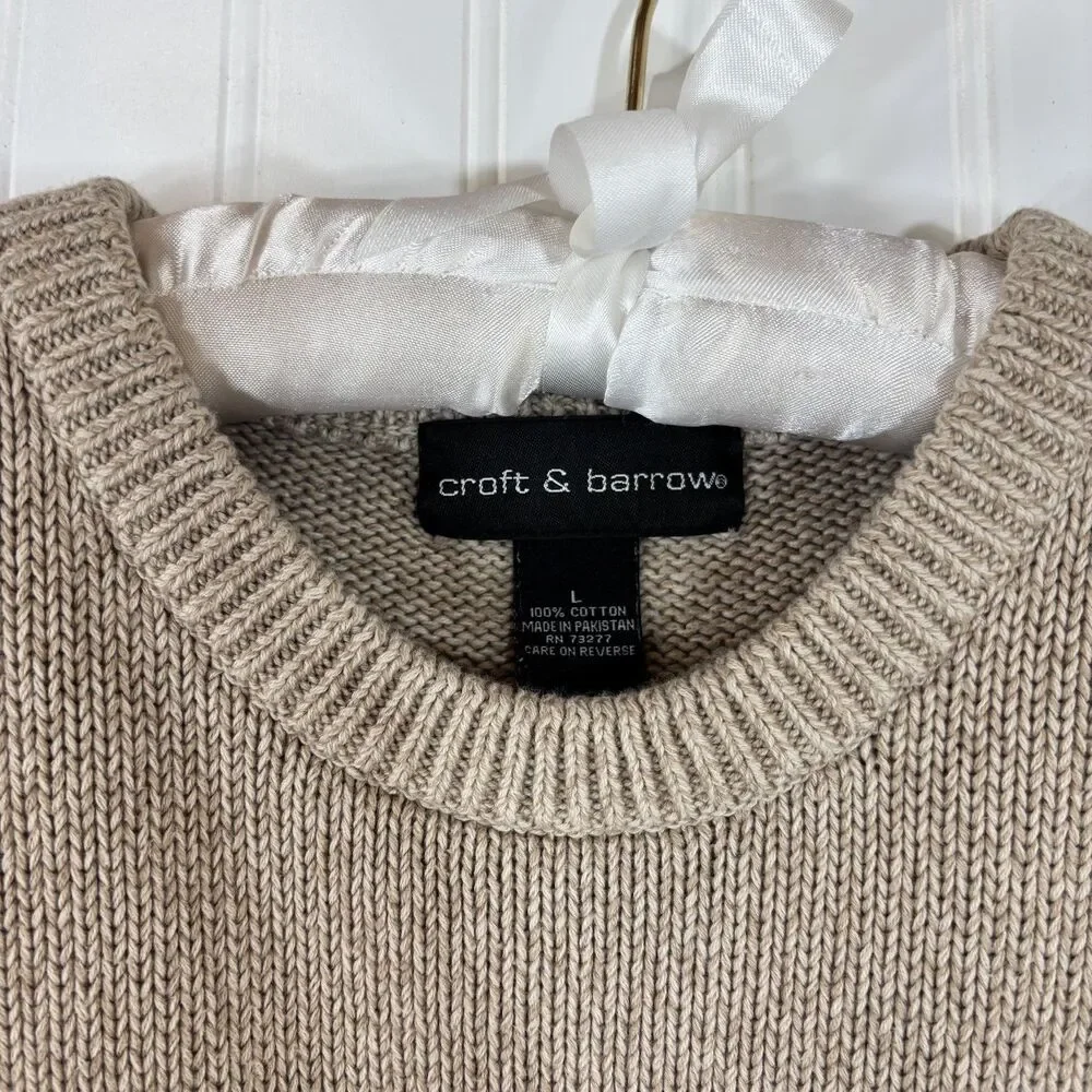 Vintage Croft & Barrow Mens Knit Sweater Size L Fisherman Academia Heritage Cozy - Picture 4 of 13